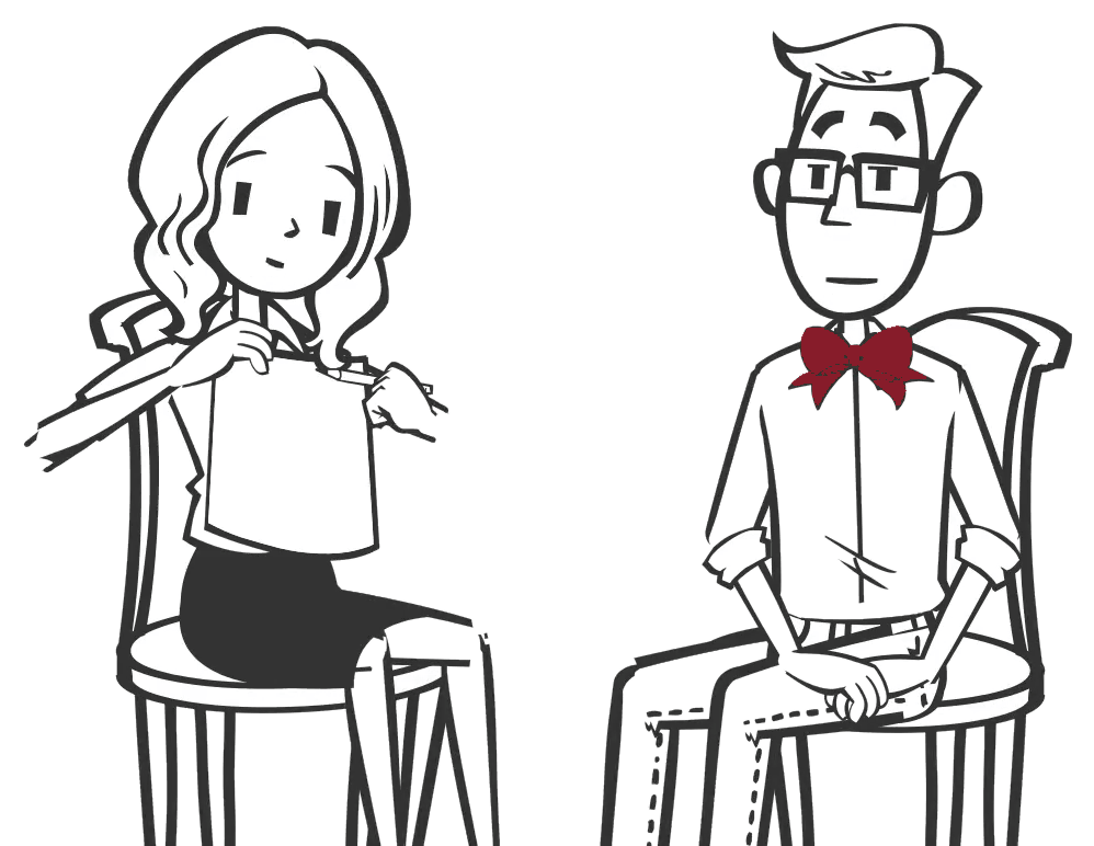 Sophie will tanzen – Illustration: Sophie im Beratungsgespräch mit DJ Ecky jr.
